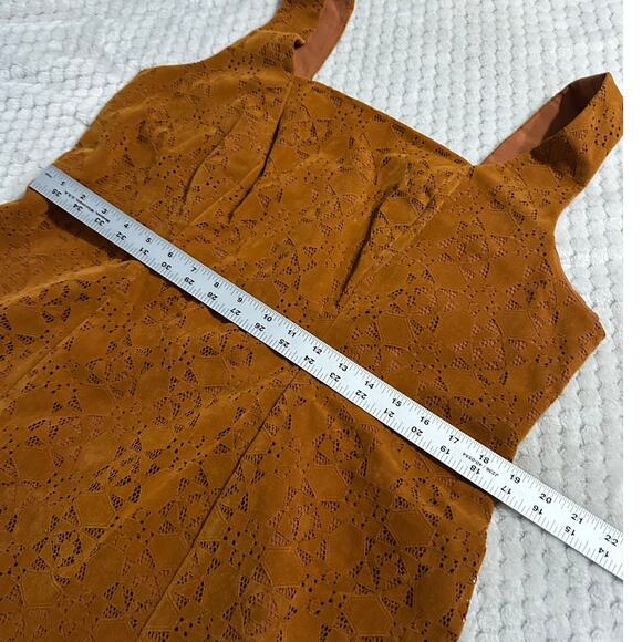 Anthropologie Maeve Shift Mini Dress Women's Plus 16W Rust Faux Suede Sleeveless - Picture 10 of 14